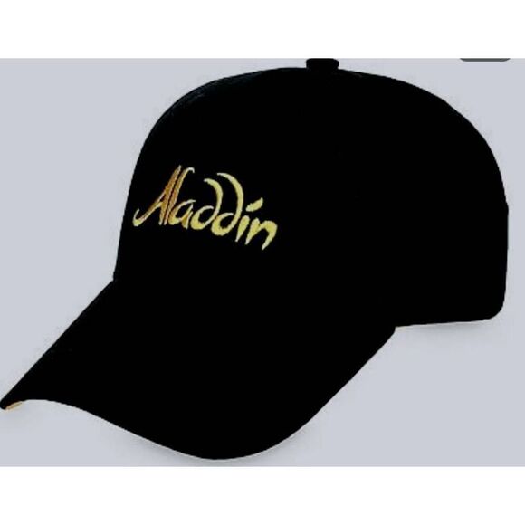 Aladdin Genie Disney Vintage Black Hat Cap Embroidered Gold Adjustable - Picture 1 of 5